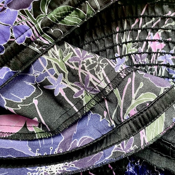 Portmans Black & Purple Butterfly Sleeves Shirring Bust Tank Size 10 - Picture 12 of 13